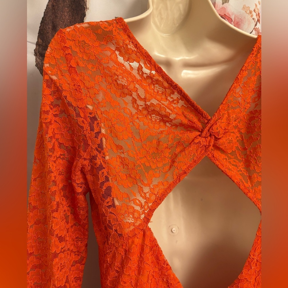 New Topshop size 10 Elegant Orange Lace Dress​ - Picture 3 of 10